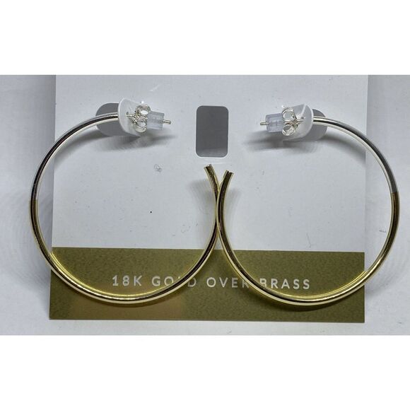 Essentials Two-Tone Medium Hoop Earrings in Silver- & Gold-Plate MSRP $50 CP321 - Picture 2 of 3